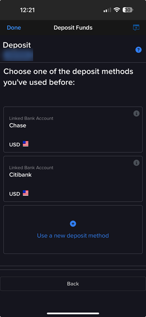 The standard deposit method on iPhone
